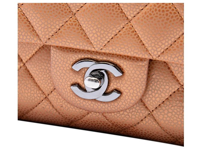 Chanel Brown Medium Classic Metallic Caviar Double Flap Marrone Bronzo - vista 5