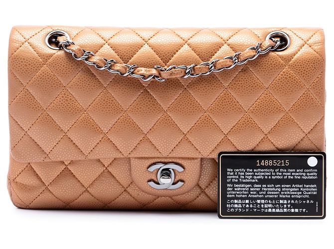 Chanel Brown Medium Classic Metallic Caviar Double Flap Marrone Bronzo - vista 7