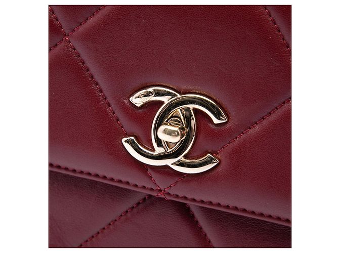 Chanel Red Quilted Lambskin Trendy CC Flap Rosso Bordò - vista 5