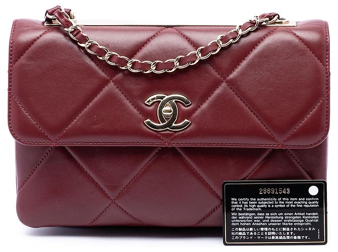 Chanel Red Quilted Lambskin Trendy CC Flap Rosso Bordò - vista 7