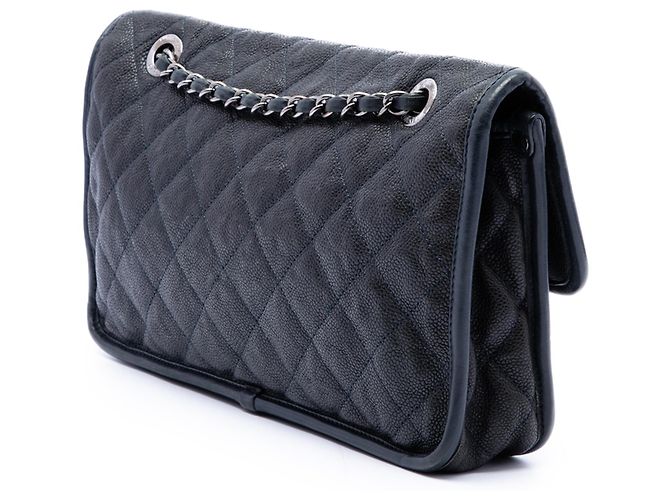 Chanel Blue Medium Quilted Caviar French Riviera Flap Blu navy - vista 2