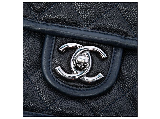 Chanel Blue Medium Quilted Caviar French Riviera Flap Blu navy - vista 5