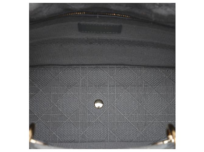 Dior Gray Large Embroidered Canvas Cannage Lady D Lite Marrone - vista 4