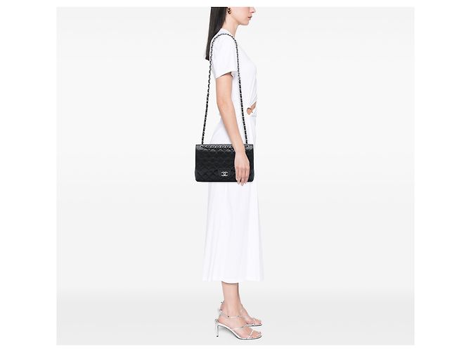Chanel Black Jumbo Classic Caviar Double Flap Nero - vista 6