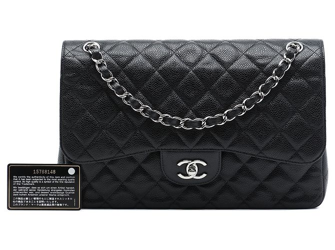 Chanel Black Jumbo Classic Caviar Double Flap Nero - vista 7