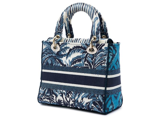 Dior Blue Medium Embroidered Canvas Palm Tree Toile De Jouy Lady D Lite - vista 2