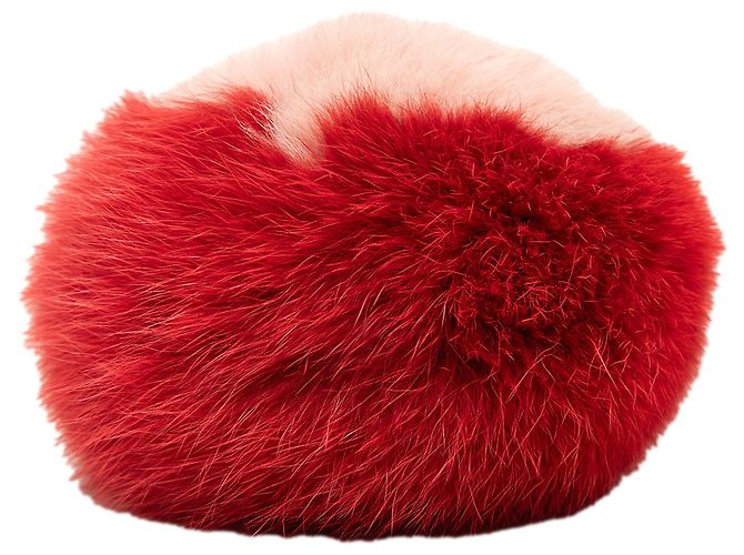Fendi Charm per Borsa Pom Pom Cuore in Pelliccia di Volpe e Nappa Lucida Rossa Rosso - vista 3