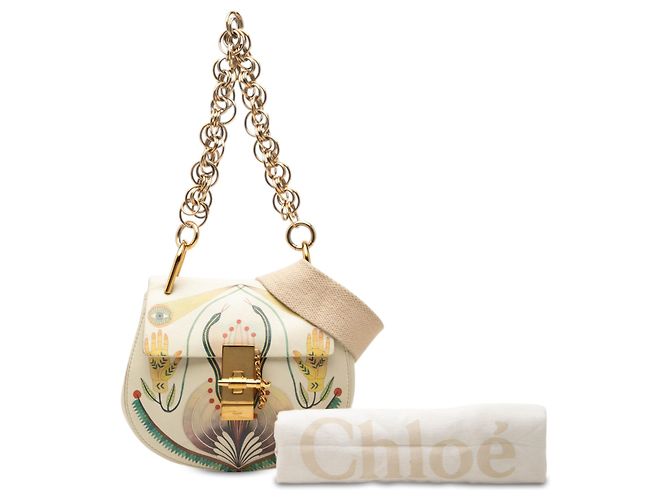 Borsa Drew Bijou Mini in pelle stampata bianca Chloé Bianco Bianco sporco - vista 7