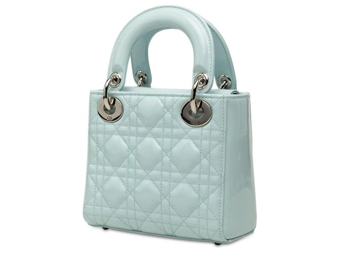 Dior Blue Mini Patent Cannage Lady Dior Blu chiaro - vista 2