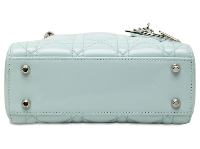 Dior Blue Mini Patent Cannage Lady Dior Blu chiaro - vista 3