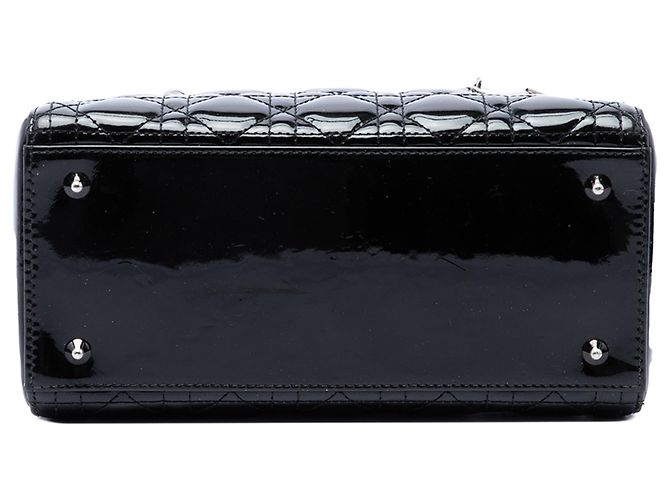 Dior Black Medium Patent Cannage Lady Dior Nero - vista 3