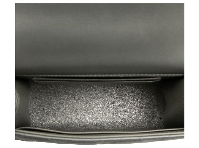 Chanel Mini CC Metallic Lambskin Top Handle Clutch con catena, argento - vista 4