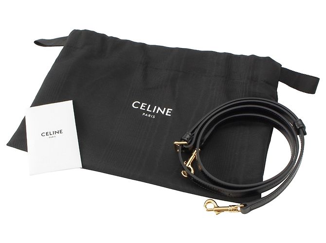 Céline Borsa Celine Lola Teen in pelle di vitello lucida nera con Triomphe Nero - vista 11