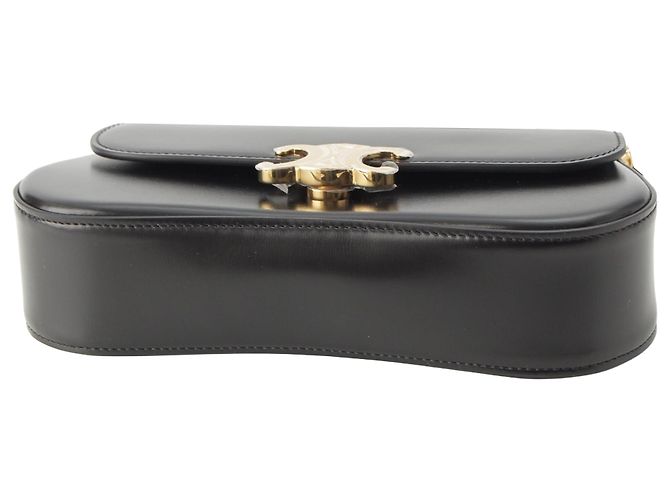 Céline Borsa Celine Lola Teen in pelle di vitello lucida nera con Triomphe Nero - vista 3