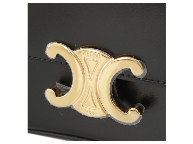 Céline Borsa Celine Lola Teen in pelle di vitello lucida nera con Triomphe Nero - vista 6