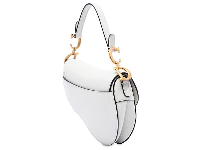 Borsa Saddle Dior Mini in pelle di vitello granulata bianca Bianco - vista 2