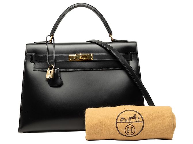 Hermès Black Box Calf Kelly Sellier 32 Nero - vista 7