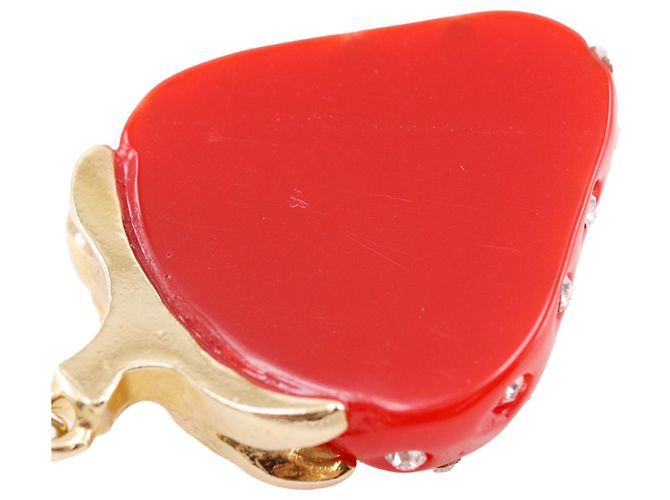Orecchini Louis Vuitton Cuore Fragola in resina rossa placcata oro e strass Rosso - vista 5