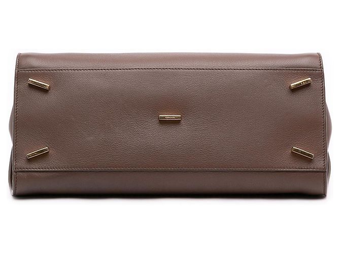 Salvatore Ferragamo Ferragamo Hug Satchel Medium Bicolor aus Kalbsleder Braun - Ansicht 3