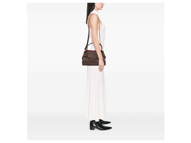 Salvatore Ferragamo Ferragamo Hug Satchel Medium Bicolor aus Kalbsleder Braun - Ansicht 6
