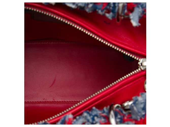 Dior Red Medium Tweed Cannage Fringe Lady Dior Rot - Ansicht 4