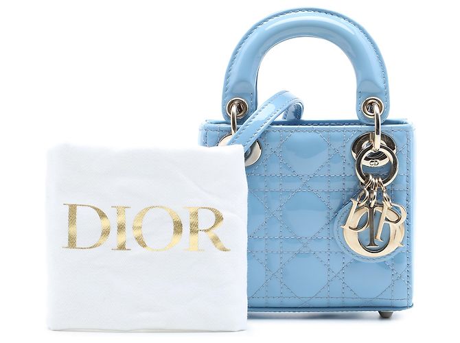 Dior Blue Micro Patent Cannage Lady Dior Blu chiaro - vista 7