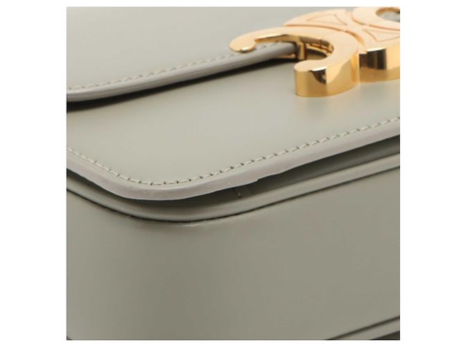Céline Celine Gray Teen Shiny Calfskin Triomphe Crossbody - vista 9