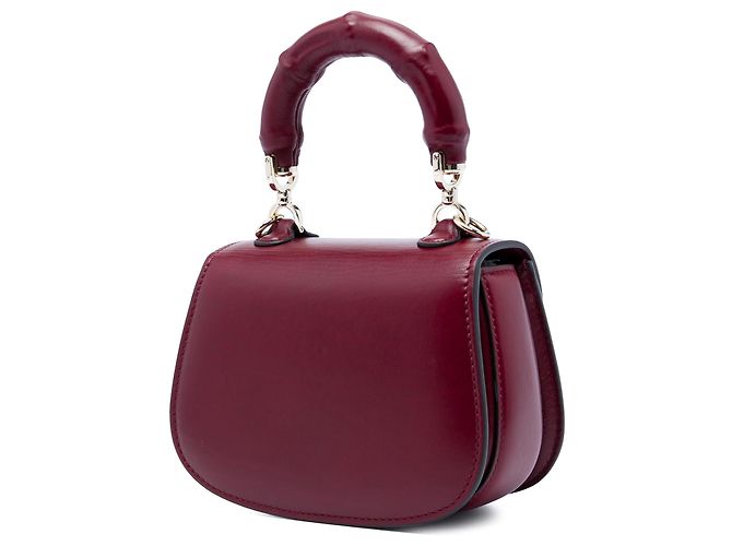 Gucci Red Mini Calfskin Bamboo Night Rosso Bordò - vista 2
