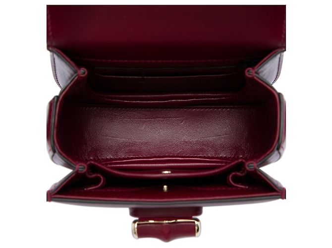 Gucci Red Mini Calfskin Bamboo Night Rosso Bordò - vista 4