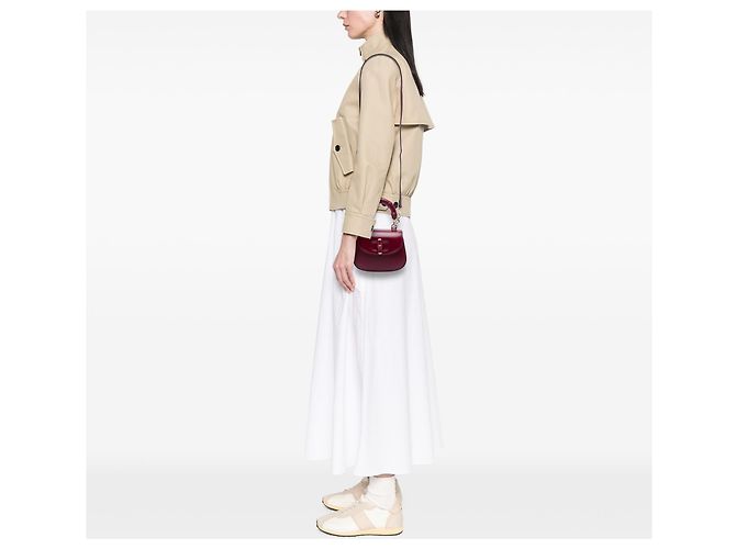 Gucci Red Mini Calfskin Bamboo Night Rosso Bordò - vista 5
