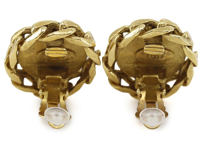 Orecchini a clip rotondi Chanel Gold CC placcati oro con strass D'oro - vista 3