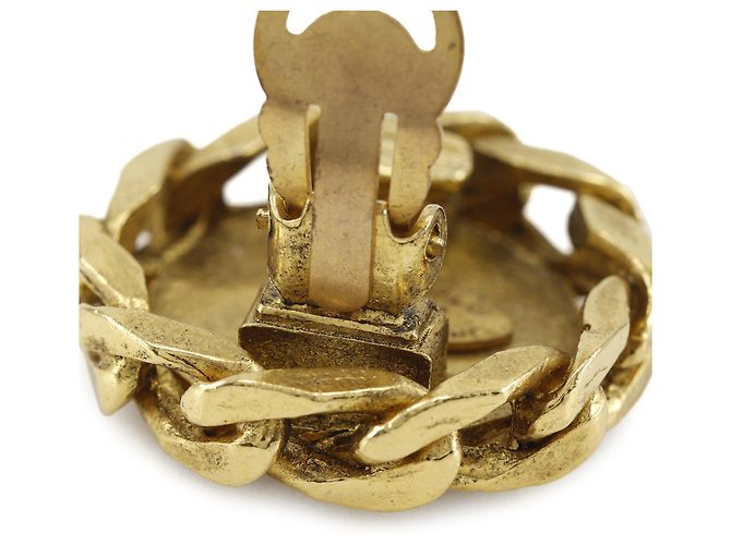 Orecchini a clip rotondi Chanel Gold CC placcati oro con strass D'oro - vista 5