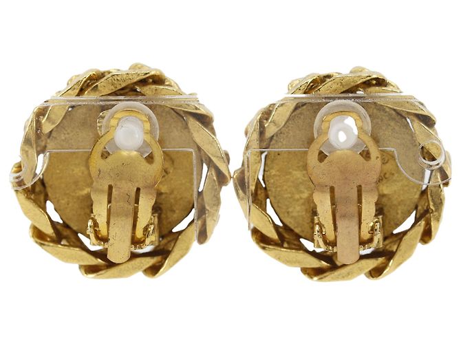 Orecchini a clip rotondi Chanel Gold CC placcati oro con strass D'oro - vista 7