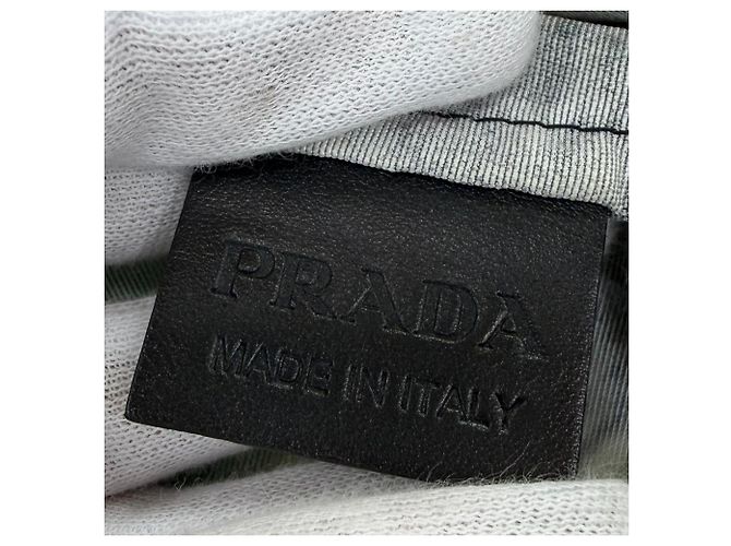 Borsa bucket Prada in pelle mesh nera e tessuto stampato tie-dye Nero - vista 6