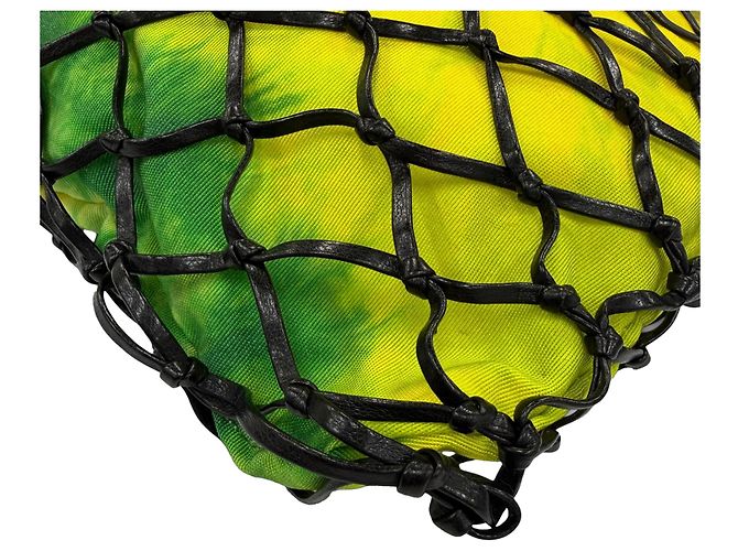 Borsa bucket Prada in pelle mesh nera e tessuto stampato tie-dye Nero - vista 9