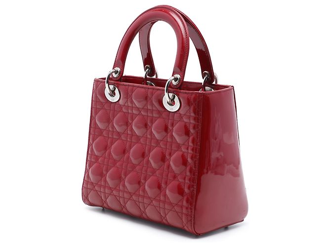 Dior Red Medium Patent Cannage Lady Dior Rosso - vista 2