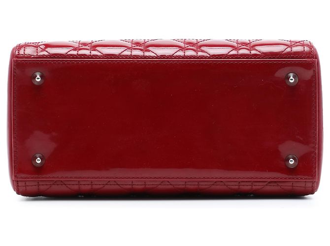 Dior Red Medium Patent Cannage Lady Dior Rosso - vista 3