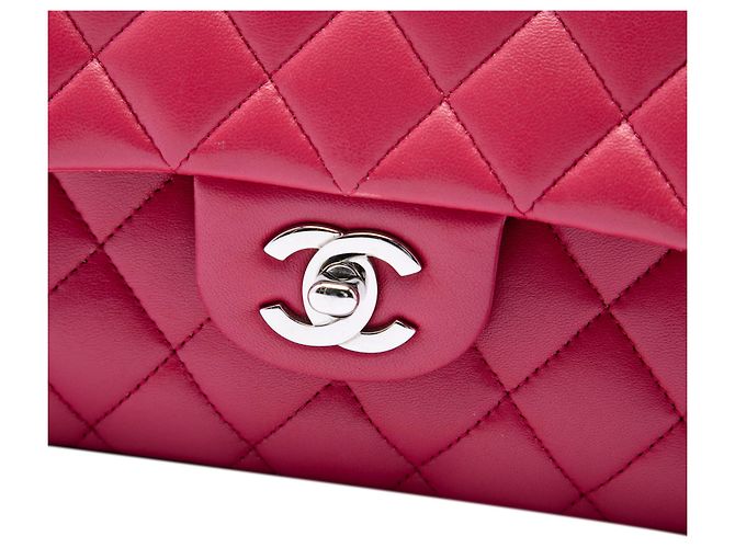 Chanel Pink Medium Classic Lambskin Double Flap Rosa - vista 5