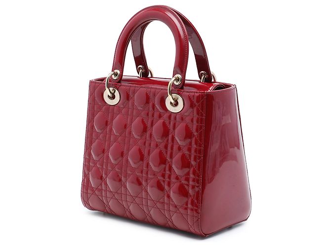 Dior Red Medium Patent Cannage Lady Dior Rosso Bordò - vista 2