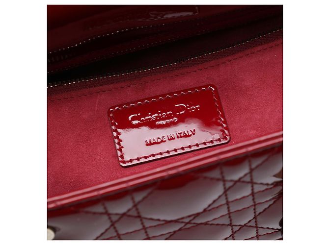 Dior Red Medium Patent Cannage Lady Dior Rosso Bordò - vista 5