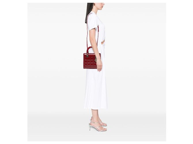 Dior Red Medium Patent Cannage Lady Dior Rosso Bordò - vista 6
