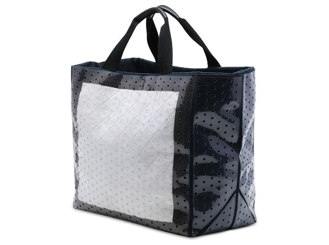 Tote Chanel White CC Quilted em algodão e PVC perfurado - vista 2