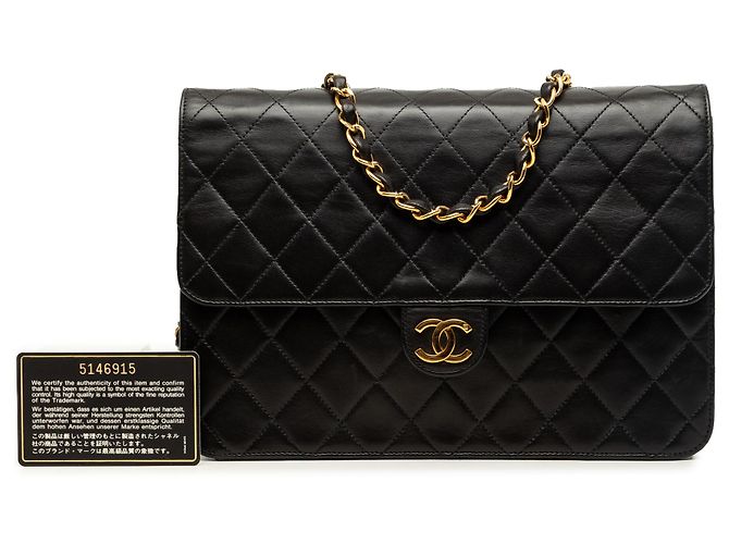 Chanel Black Medium CC Quilted Lambskin Single Flap Schwarz - Ansicht 7