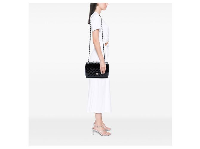 Chanel Black Jumbo Classic Patent Single Flap Nero - vista 6