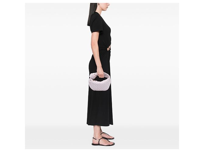 Bottega Veneta Mini Jodie in suede Intrecciato bianco - vista 6