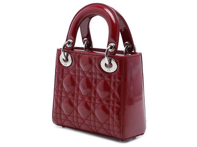 Dior Red Mini Patent Cannage Lady Dior Rot Bordeaux - Ansicht 2