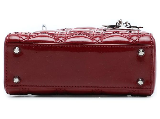 Dior Red Mini Patent Cannage Lady Dior Rot Bordeaux - Ansicht 3