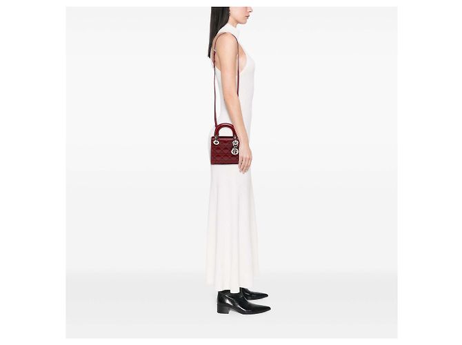 Dior Red Mini Patent Cannage Lady Dior Rot Bordeaux - Ansicht 6