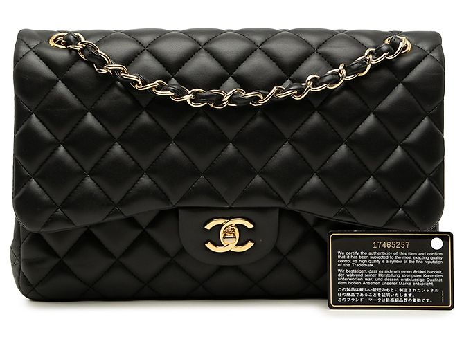 Chanel Black Jumbo Classic Lambskin Double Flap Nero - vista 7