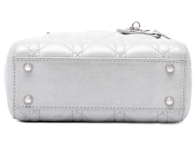 Dior Silver Mini Iridescent Lambskin Cannage Lady Dior Argento - vista 3